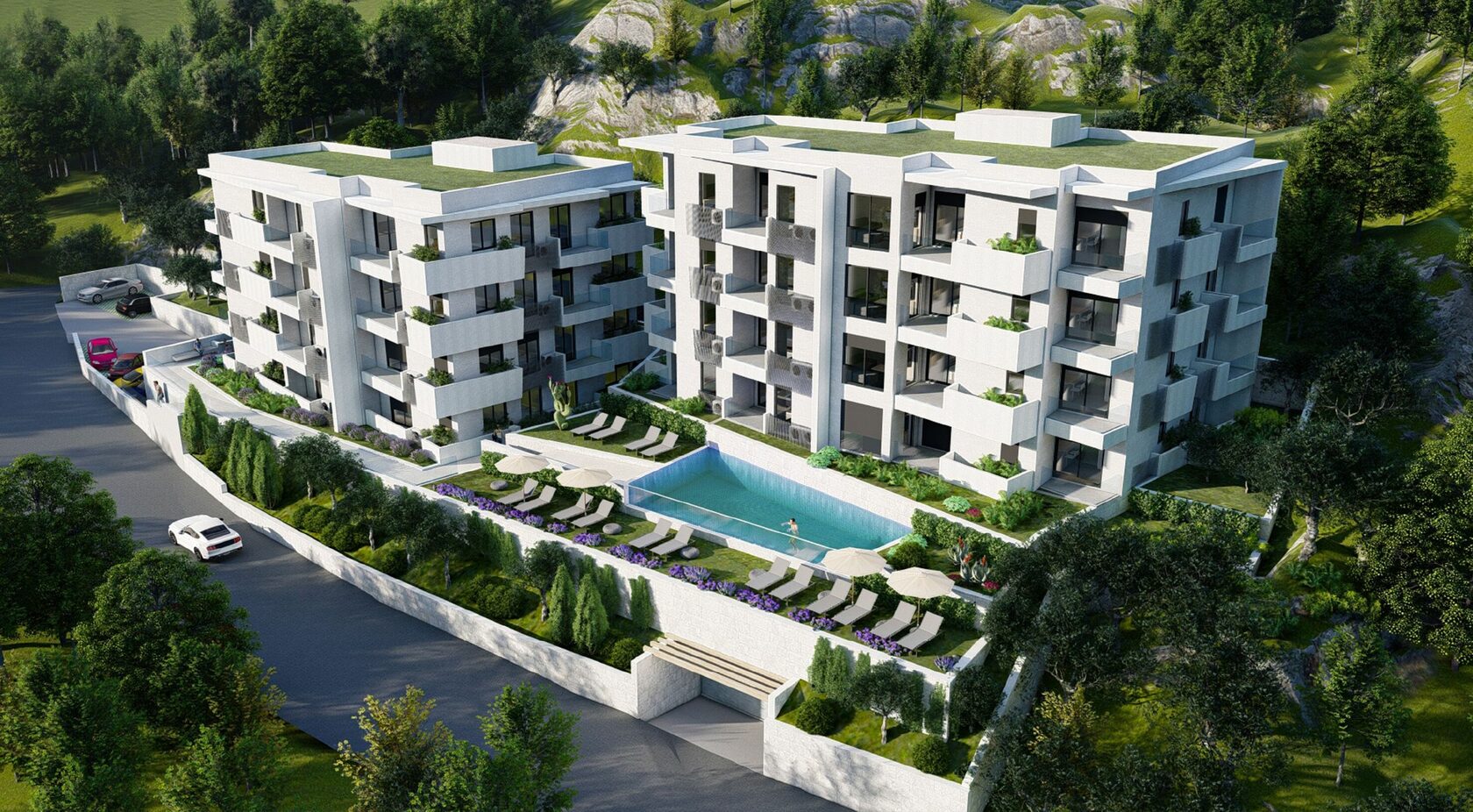New modern building in Petrovac in a complex with a swimming pool