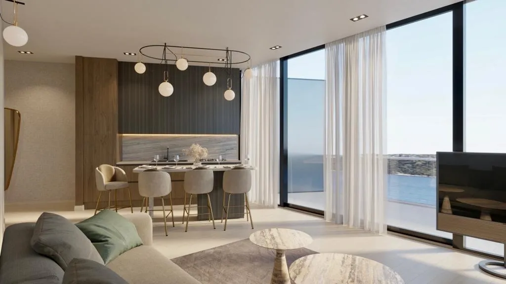 Luxury apartments under construction first line to the sea